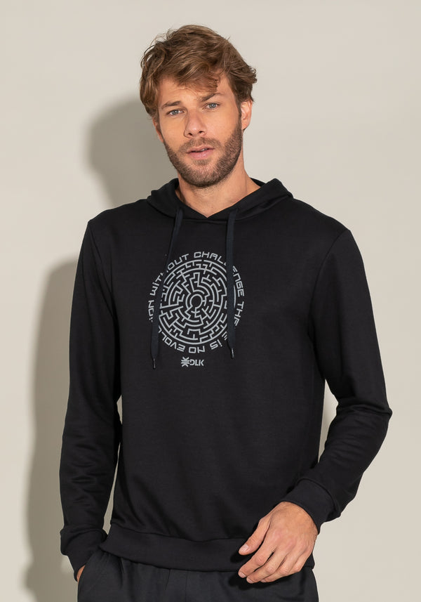 Casaco Com Capuz For Men Preto Com Silk Cinza Dlk