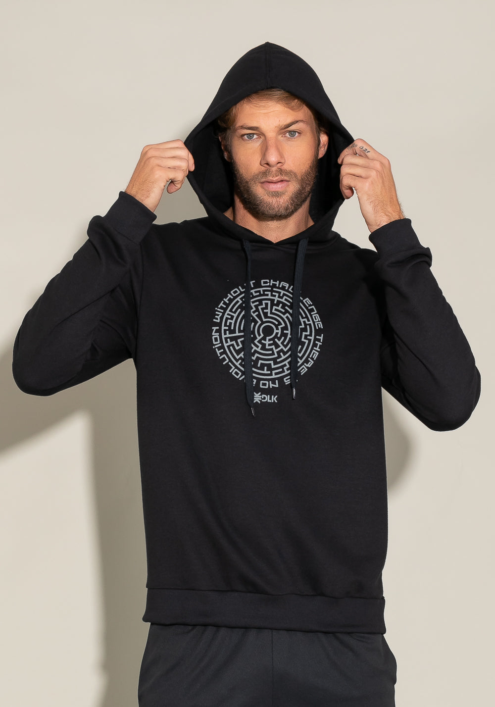Casaco Com Capuz For Men Preto Com Silk Cinza Dlk