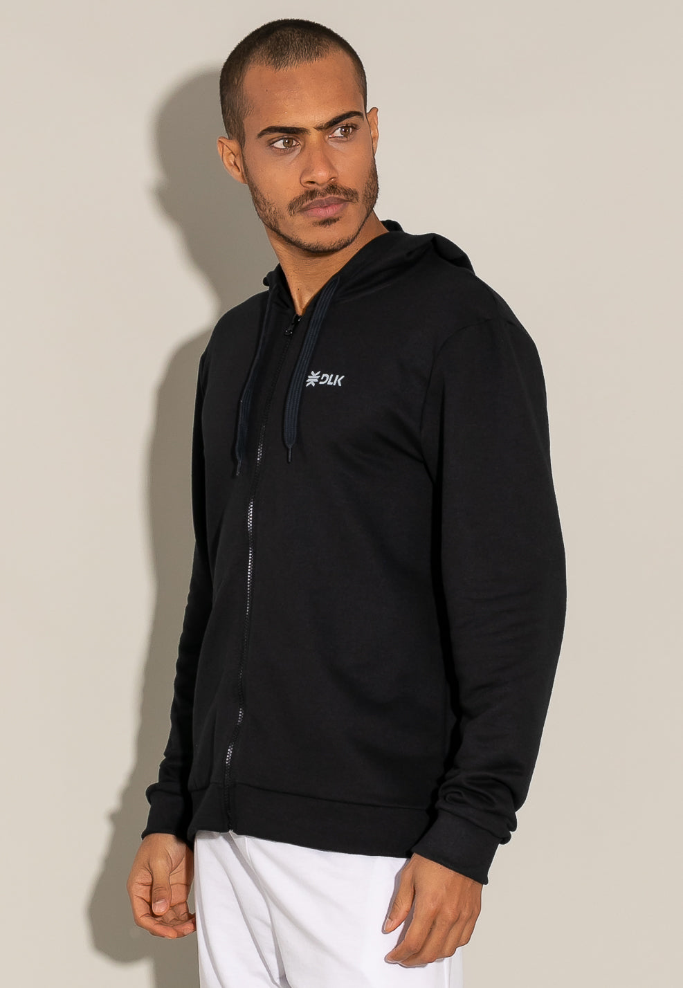 Casaco De Moletom Com Zíper For Men Preto Dlk