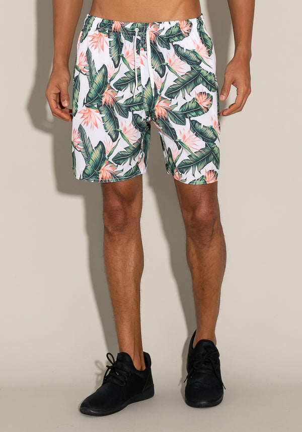 Short For Men Com Bolso E Cadarço Estampa Floresta Tropical Dlk