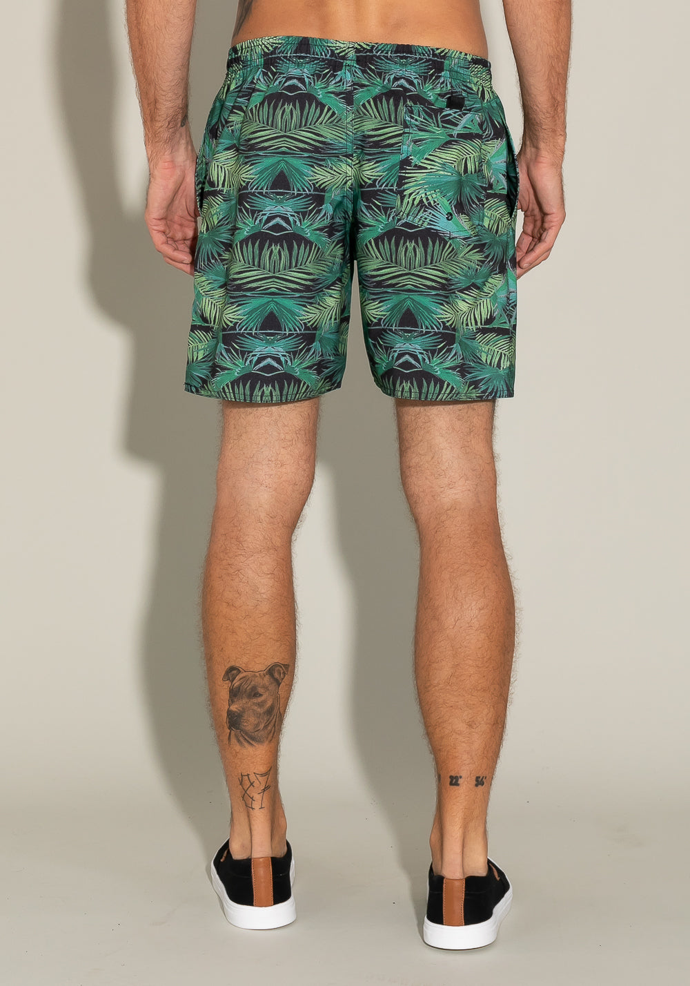 Short For Men Com Bolso E Cadarço Estampa Folhas De Palmeira Dlk