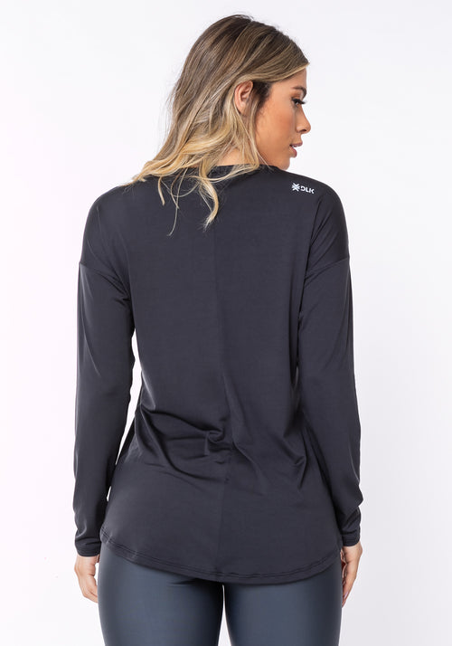 Blusa Proteção Uv Preta Equilibrium Manga Longa Dlk