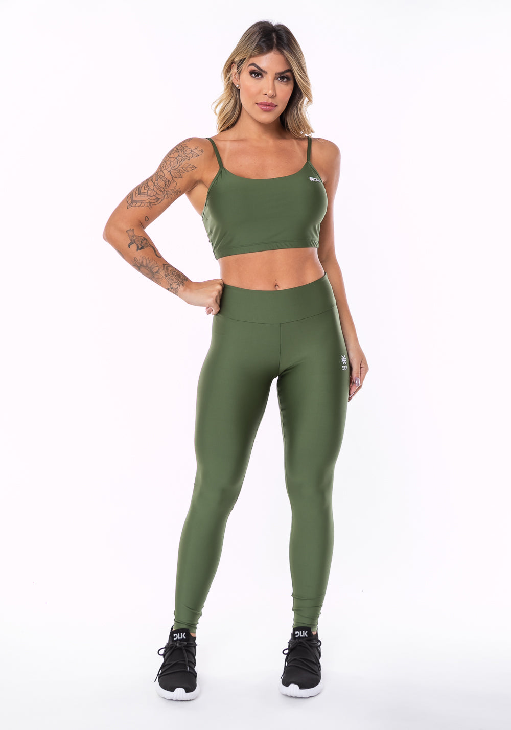 Top Equilibrium Verde Militar com Bojo e Alças Finas Dlk