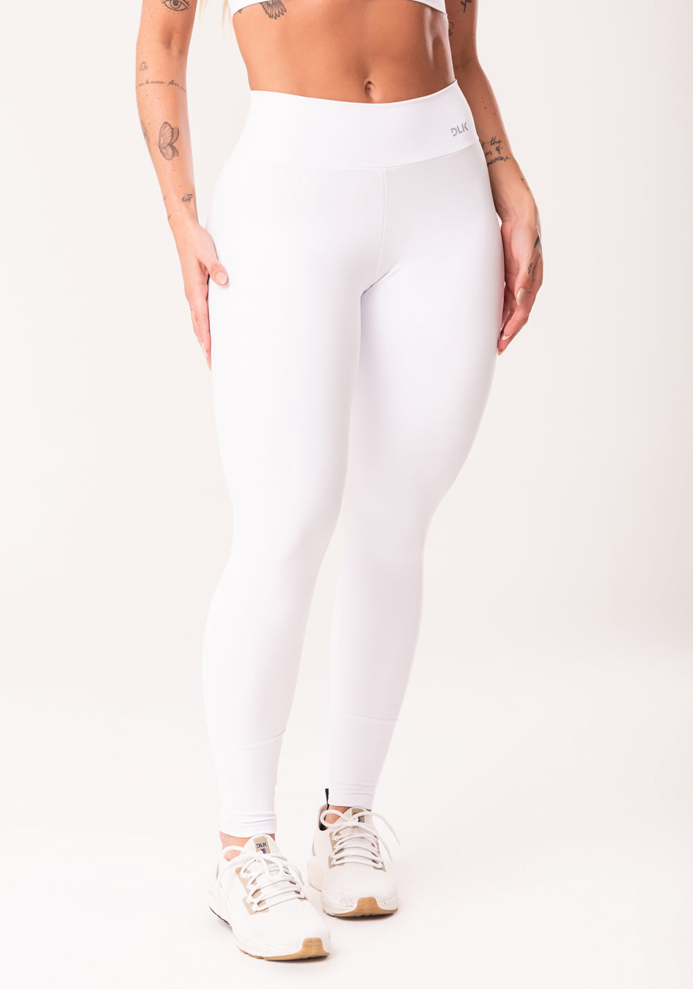 Calça Legging Branca Com Recortes Levanta Bumbum Básica Dlk