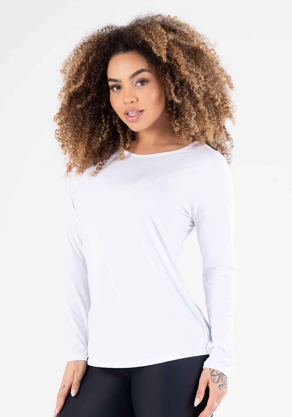 Blusa Proteção Uv Branca Equilibrium Manga Longa Dlk