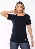 Blusa Equilibrium Preta com Gola Fechada Dlk