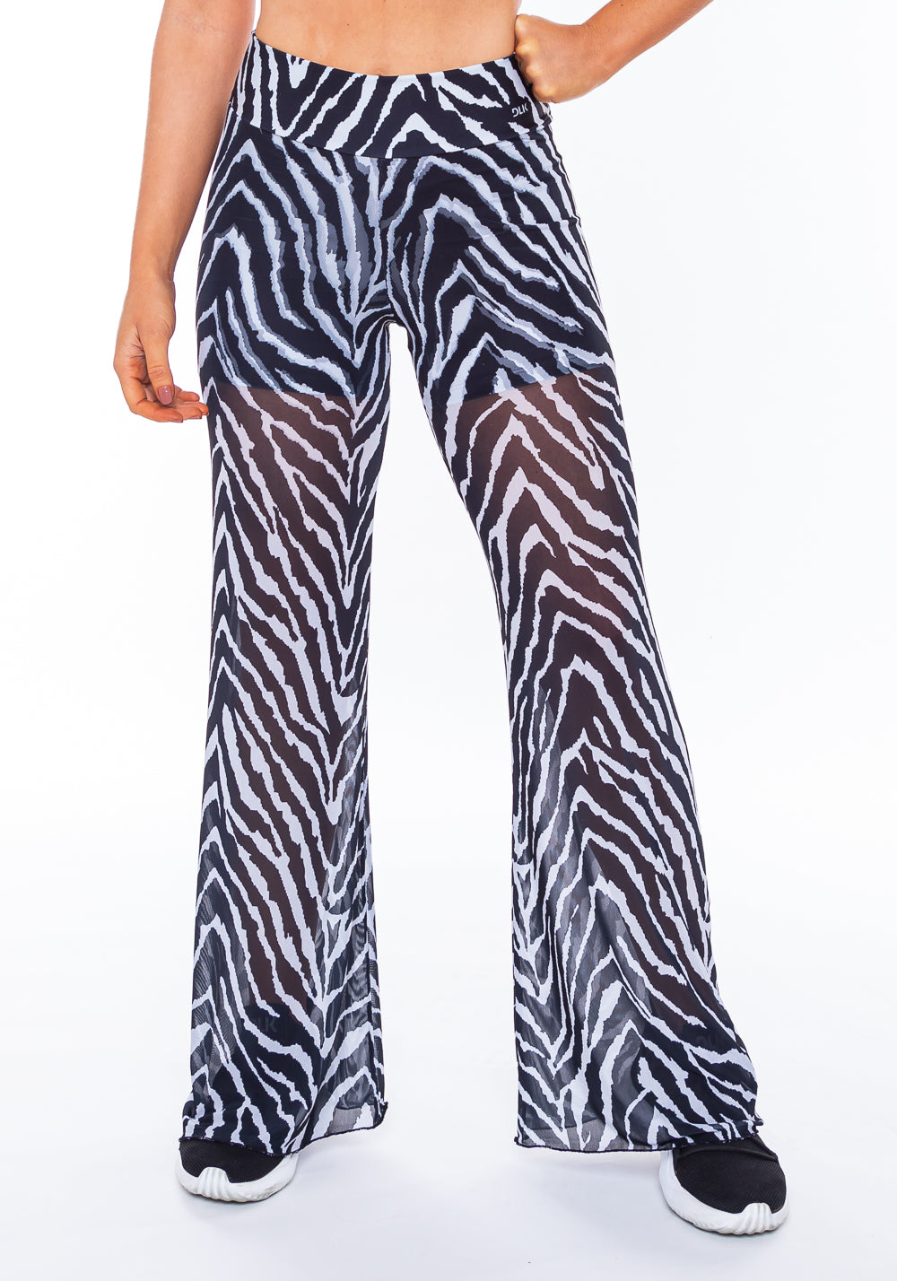 Calça Flare Em Tule New Way Estampado Zebra Dlk