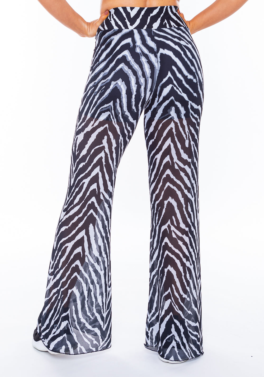 Calça Flare Em Tule New Way Estampado Zebra Dlk