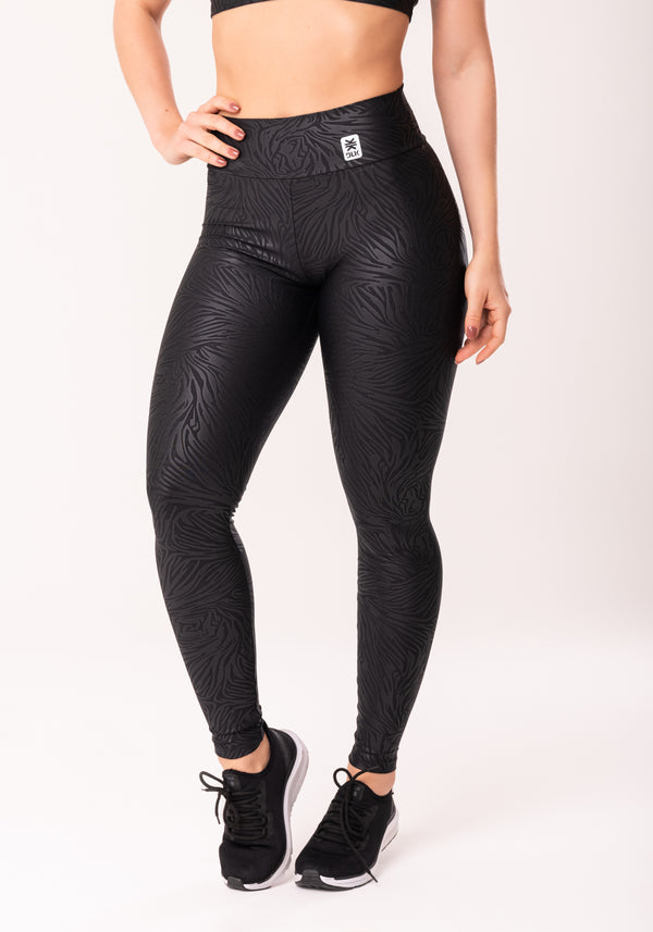 Calça Legging Shine Preto Texturizada Dlk