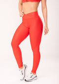 Calça Legging Shine Vermelha Texturizada Com Cós Transpassado Dlk