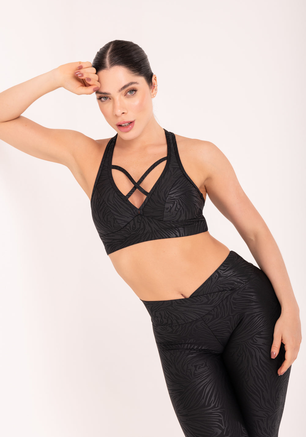 Top Com Bojo Shine Preto Texturizado Nadador Dlk