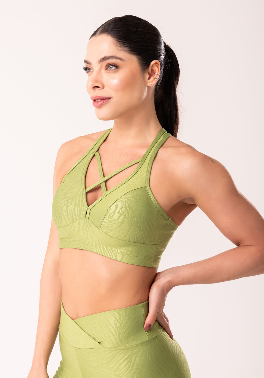 Top Com Bojo Shine Verde Texturizado Nadador Dlk