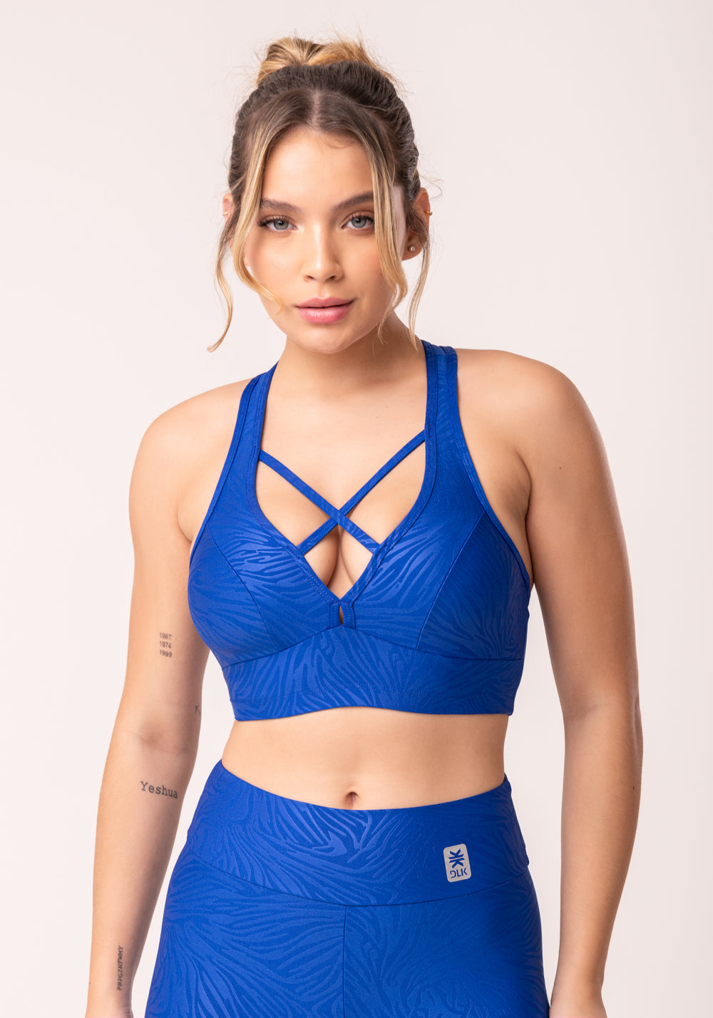 Top Com Bojo Shine Azul Texturizado Nadador Dlk