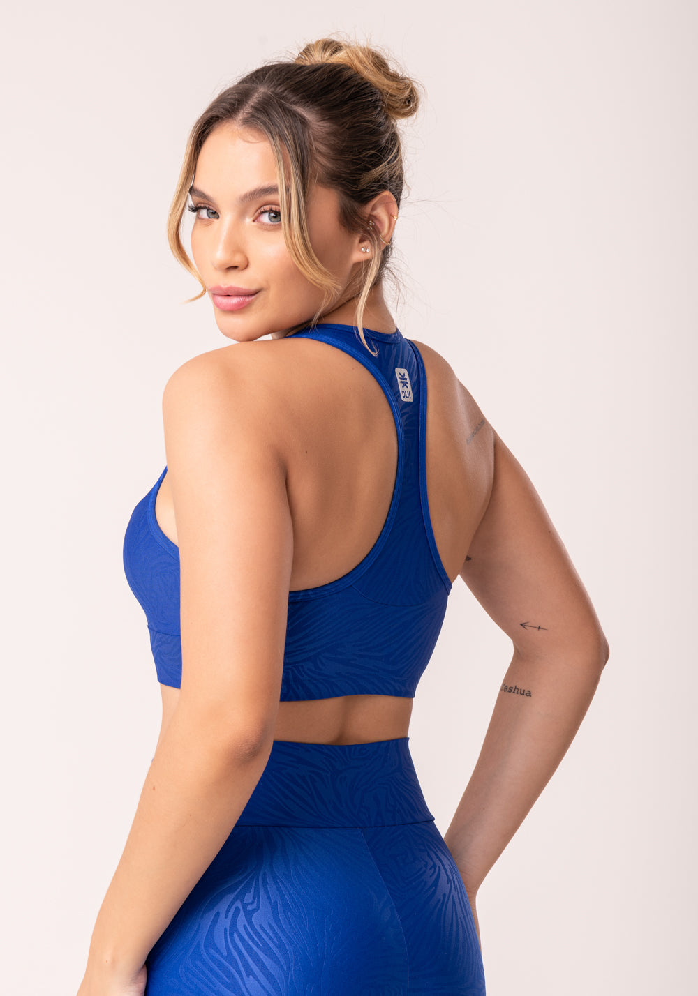 Top Com Bojo Shine Azul Texturizado Nadador Dlk