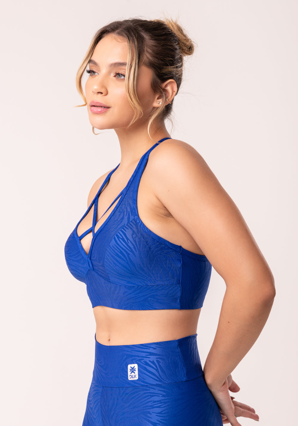 Top Com Bojo Shine Azul Texturizado Nadador Dlk
