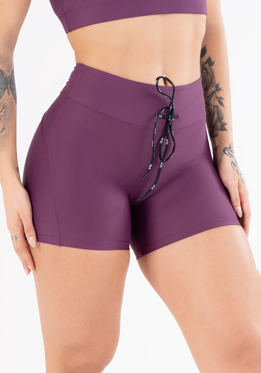 Short Fitness Vinho Com Cadarço Básico Dlk