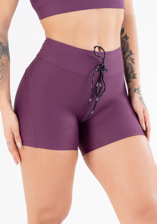 Short Fitness Vinho Com Cadarço Básico Dlk