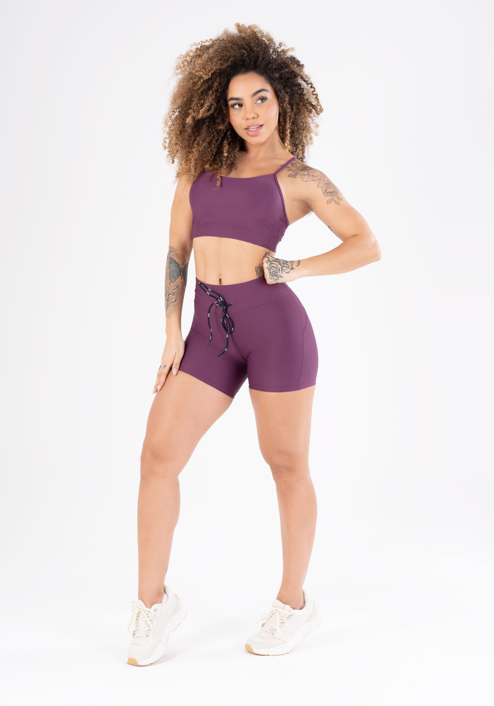 Short Fitness Vinho Com Cadarço Básico Dlk