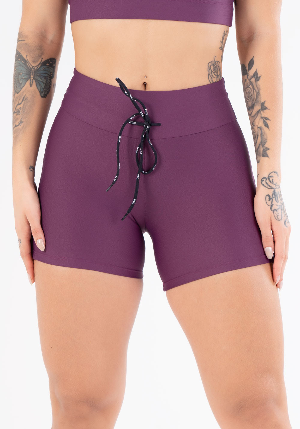 Short Fitness Vinho Com Cadarço Básico Dlk