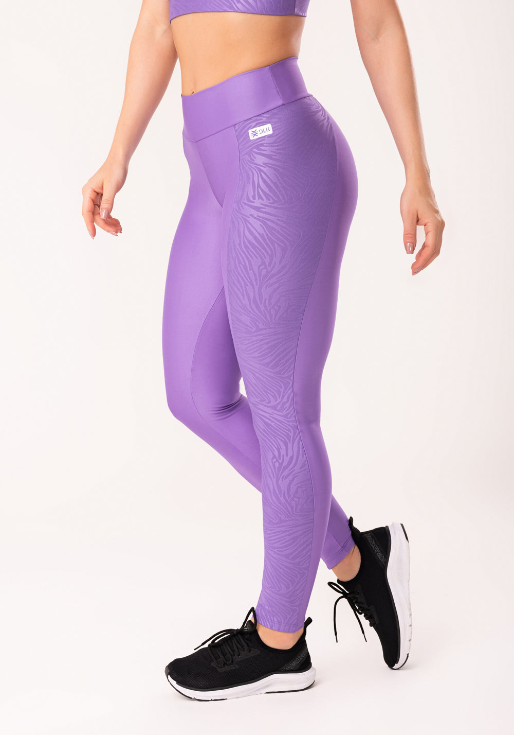 Calça Legging Shine Lilás Com Lateral Texturizada Dlk