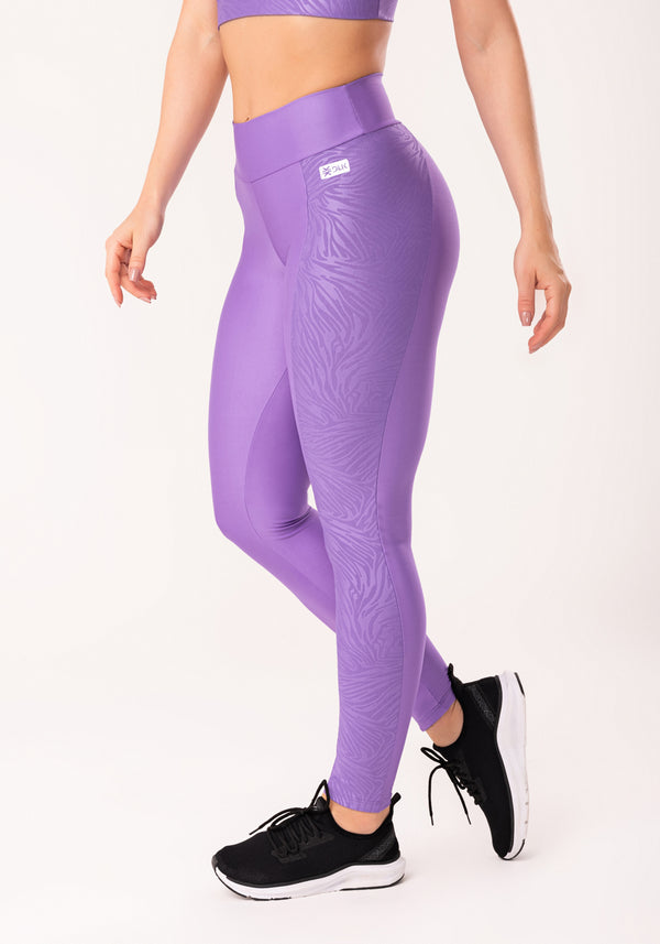 Calça Legging Shine Lilás Com Lateral Texturizada Dlk