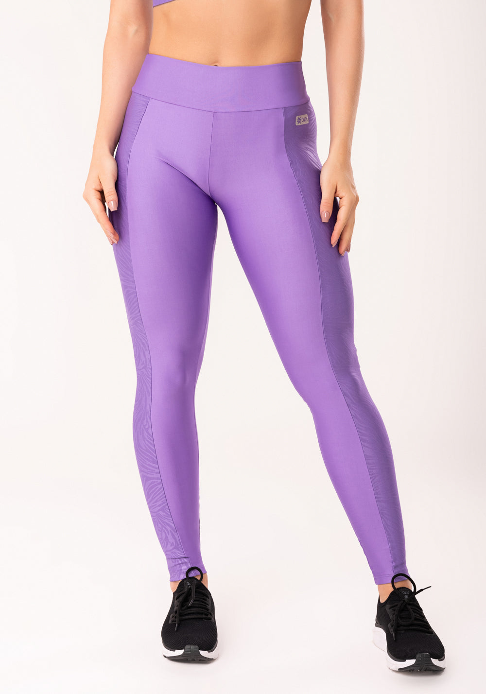Calça Legging Shine Lilás Com Lateral Texturizada Dlk