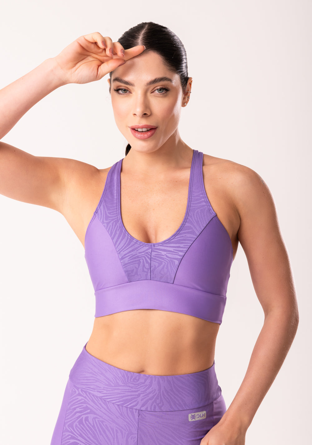 Top Shine Lilás Texturizado Com Alças Cruzadas Dlk