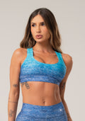 Top Fitness Feminino New Printed Estampado Melange Azul Dlk