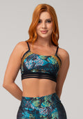 Top Fitness Feminino Com Elástico New Printed Estampado Folhagem Onça Dlk