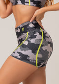 Short Fitness Feminino New Printed Estampado Camuflado Cinza Dlk