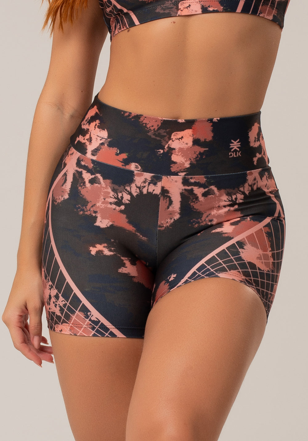 Short Fitness Feminino New Printed Estampado Camu Rosé Dlk