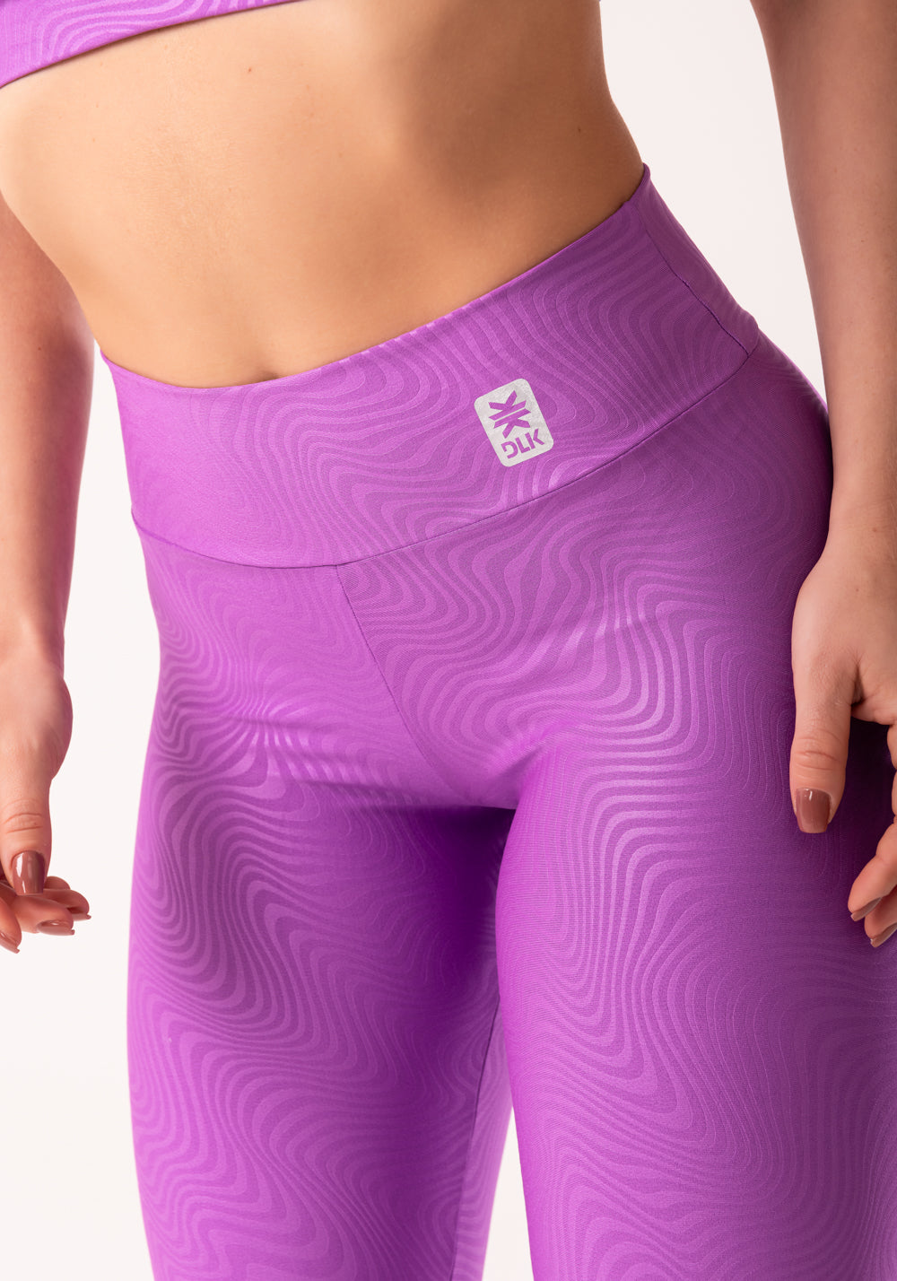 Calça Legging Shine Roxo Texturizada Ondas Dlk