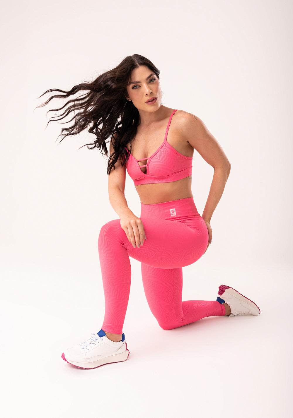 Calça Legging Shine Rosa Texturizada Ondas Dlk