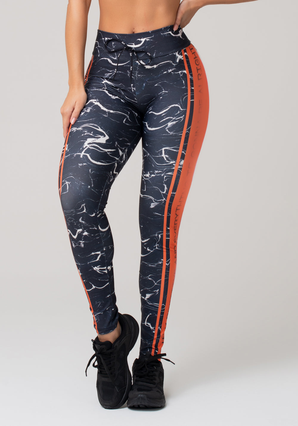 Calça Legging Printed Estampada Marmorizado Com Cadarço Dlk
