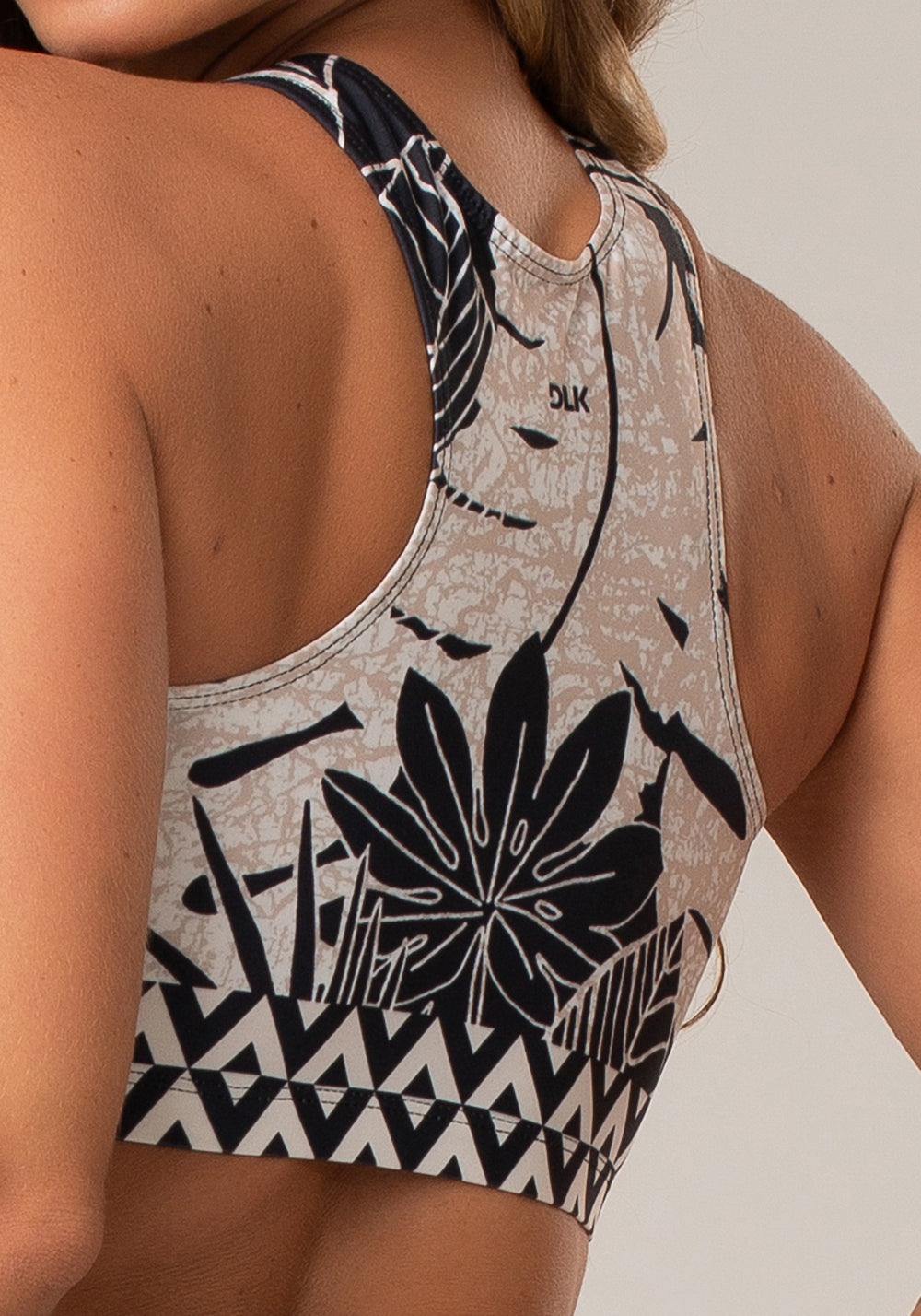 Top Printed Estampado Folhas Étnicas Modelo Nadador Dlk