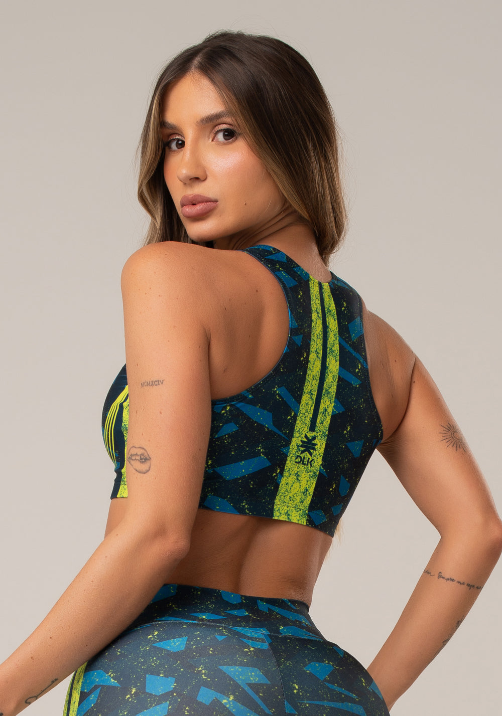 Top Fitness Feminino Nadador New Printed Estampado Abstrato Dlk