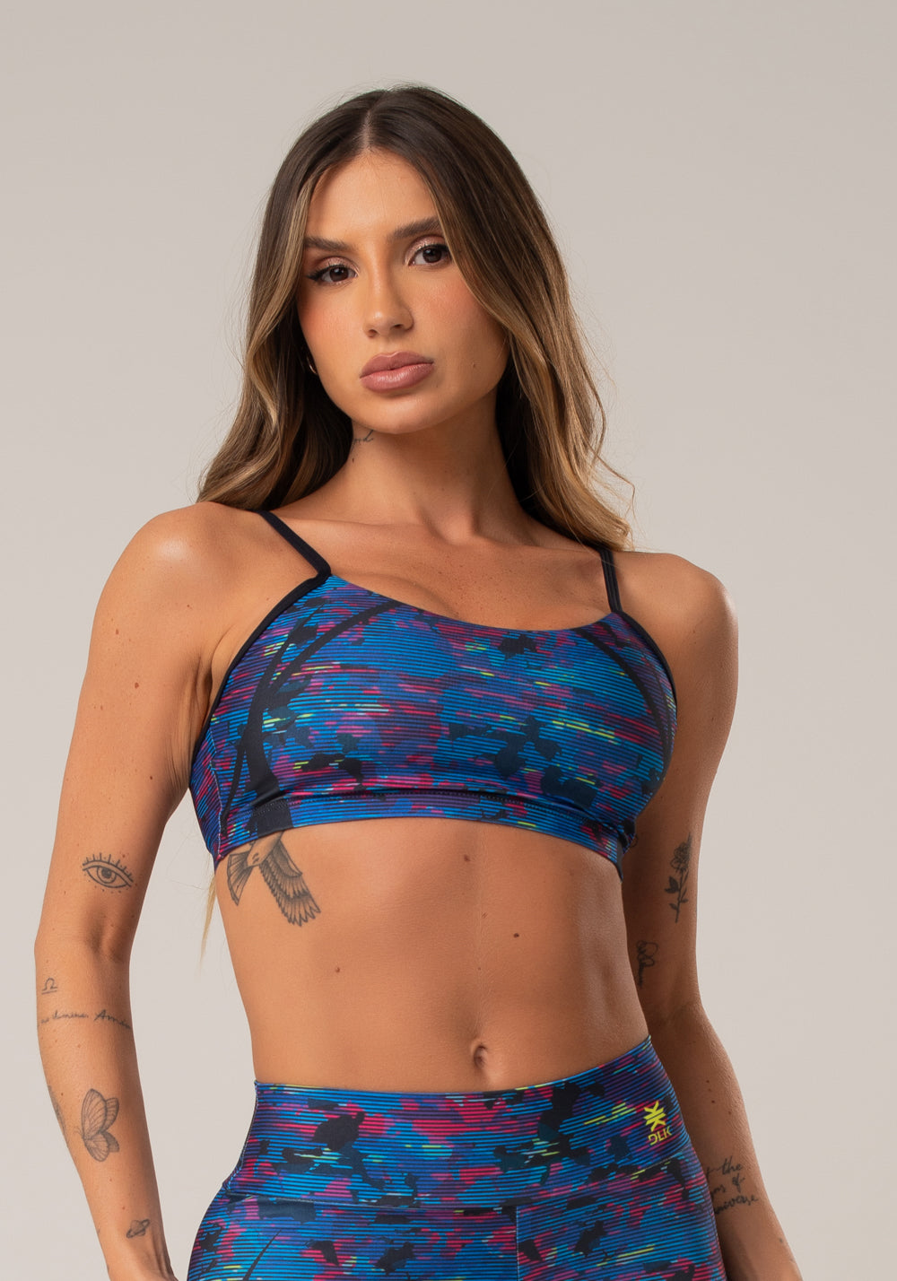 Top Fitness Feminino Com Bojo New Printed Estampado Abstrato Royal Dlk