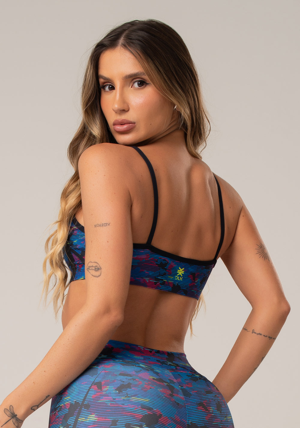Top Fitness Feminino Com Bojo New Printed Estampado Abstrato Royal Dlk