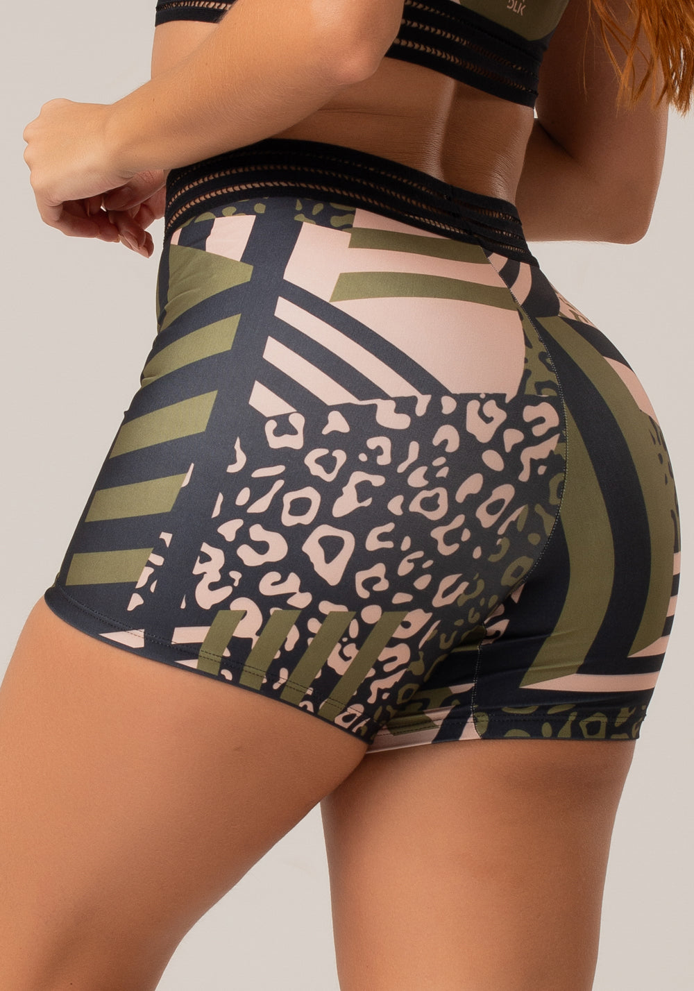 Short Fitness Feminino Com Elástico New Printed Estampado Skin Verde Dlk