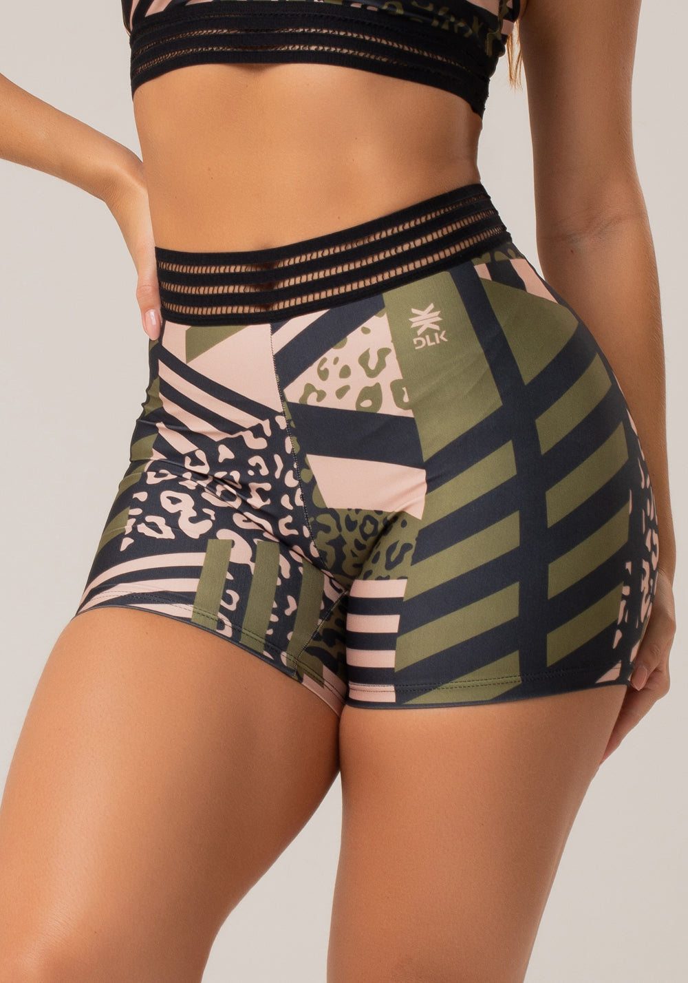 Short Fitness Feminino Com Elástico New Printed Estampado Skin Verde Dlk