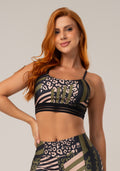 Top Fitness Feminino Com Elástico New Printed Estampado Skin Verde Dlk