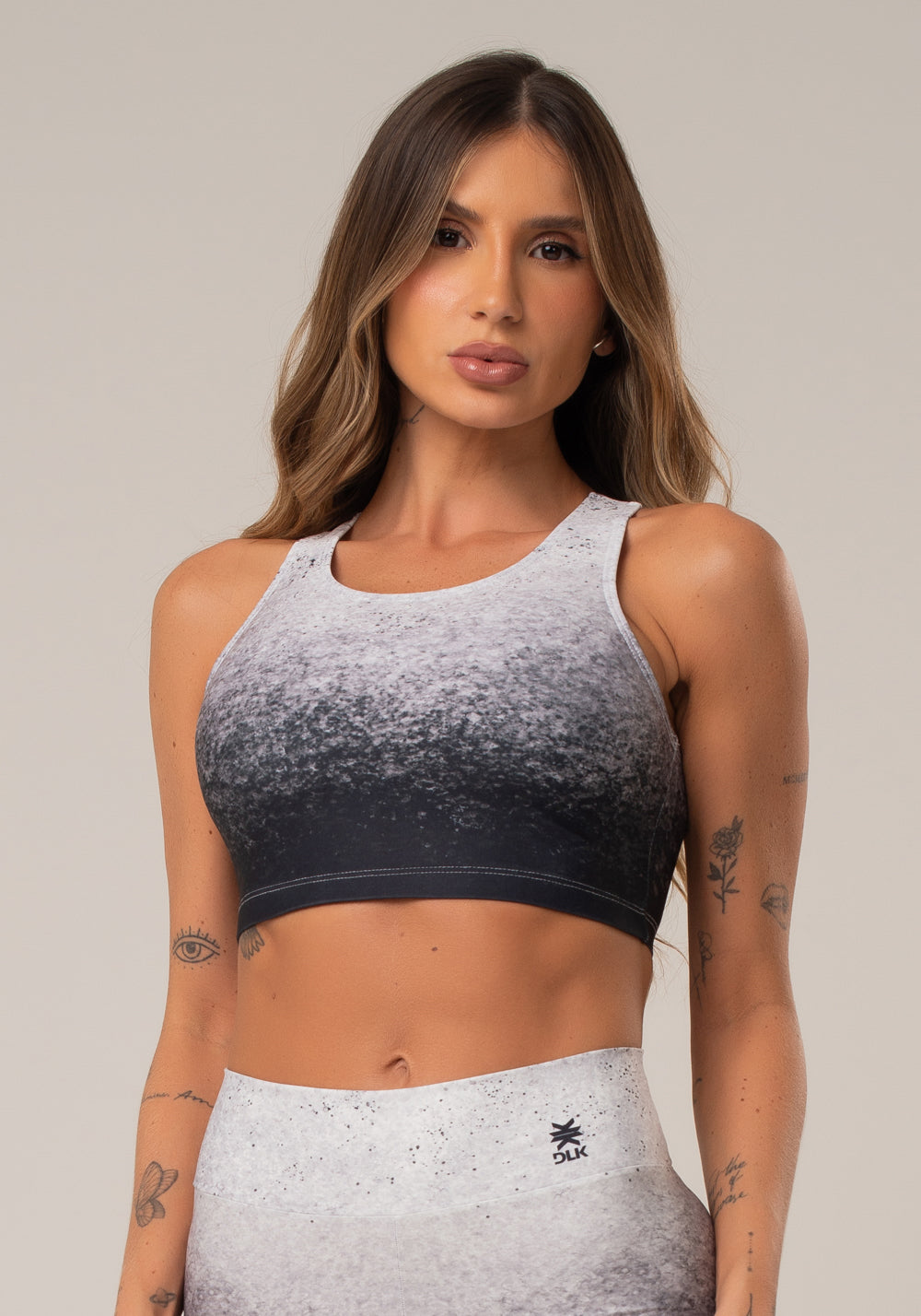 Top Fitness Feminino Nadador New Printed Estampado Placement Dlk