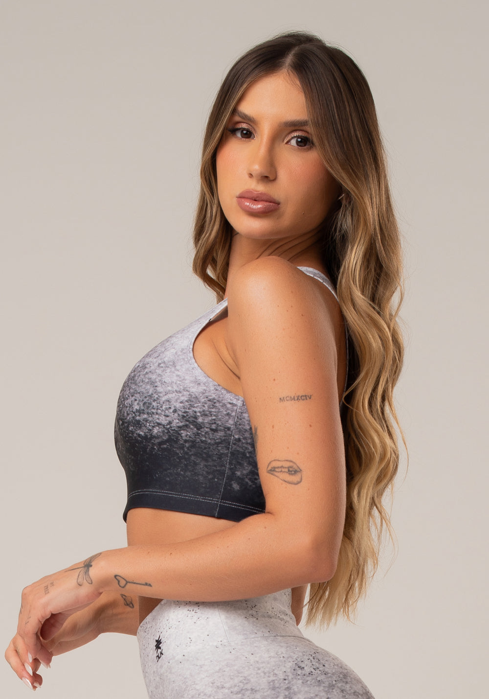 Top Fitness Feminino Nadador New Printed Estampado Placement Dlk