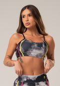 Top Fitness Feminino Com Bojo New Printed Estampado Fire Black Dlk