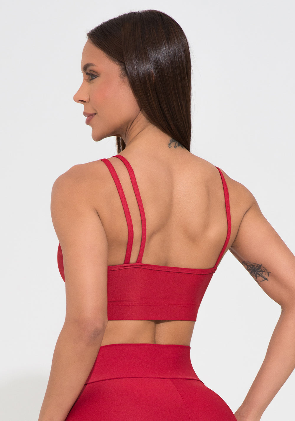 Top Fitness Feminino Assimétrico Vermelho Action Dlk