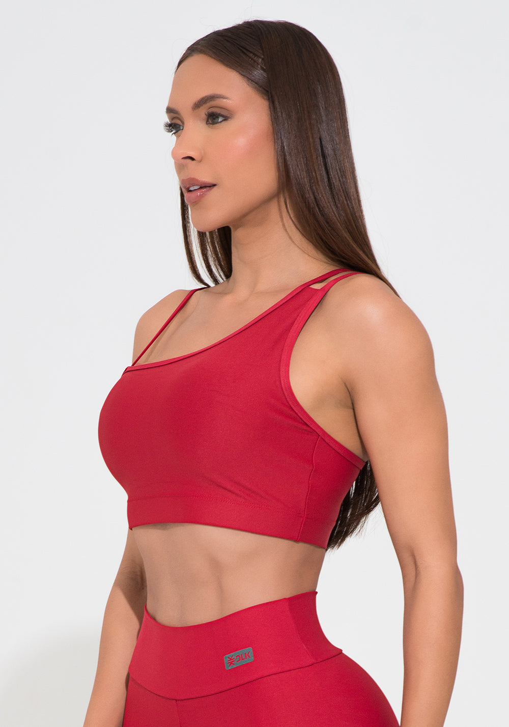Top Fitness Feminino Assimétrico Vermelho Action Dlk