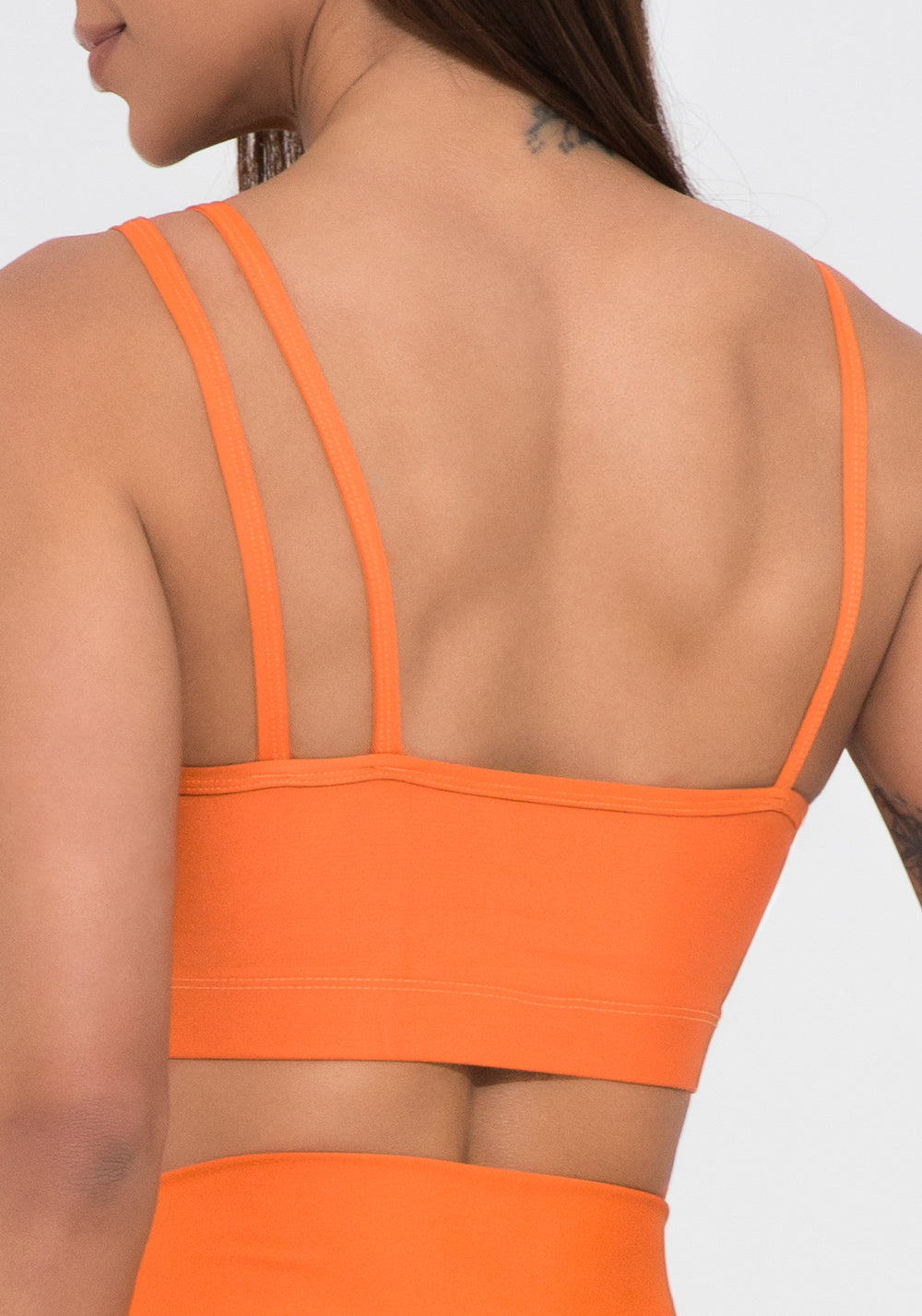 Top Fitness Feminino Assimétrico Laranja Action Dlk