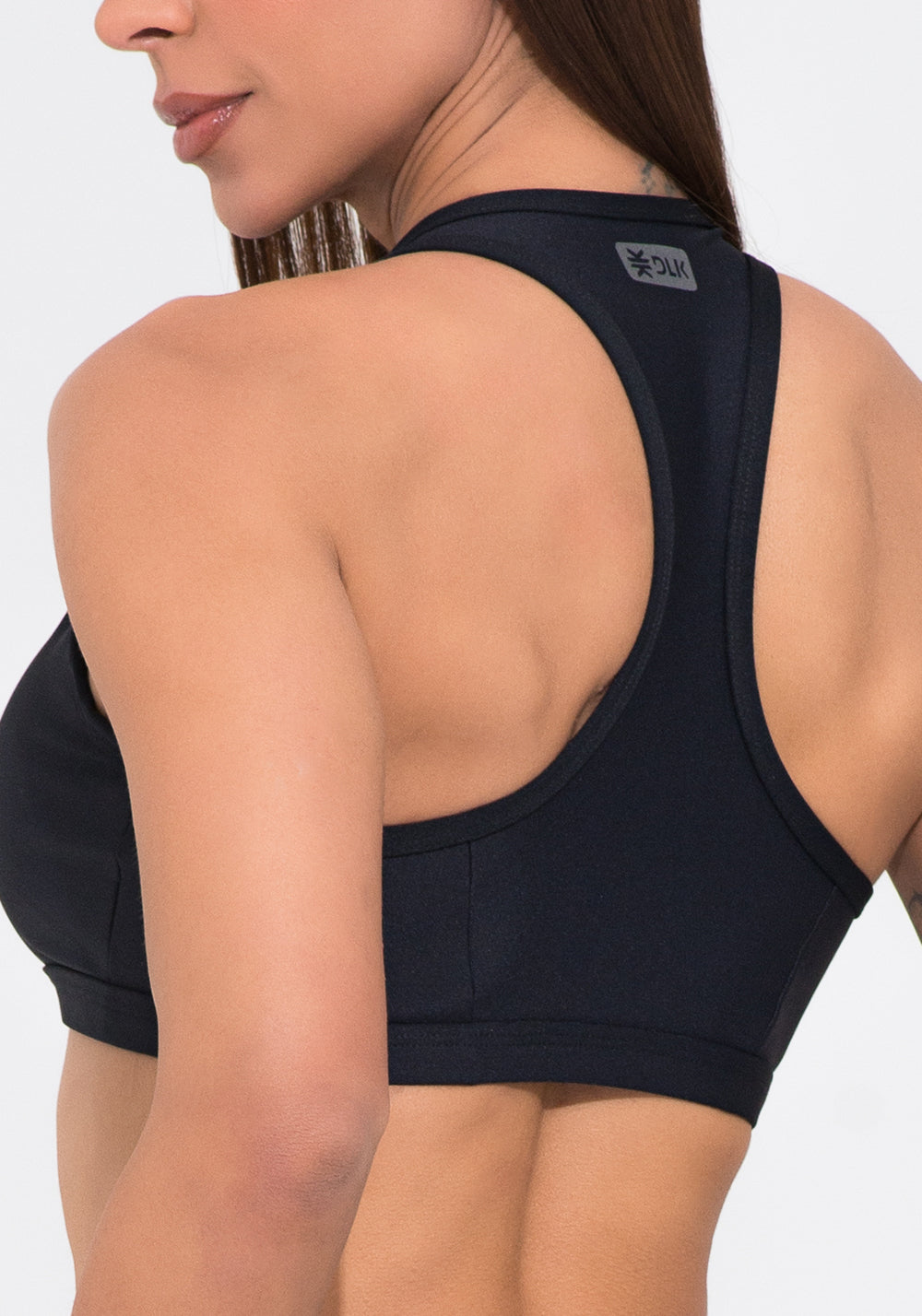 Top Fitness Feminino Preto Decote Transpassado Action Dlk