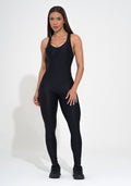 Macacão Fitness Feminino Preto Com Bojo E Alça Dupla Action Dlk