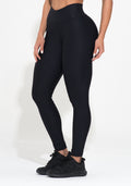 Legging Fitness Feminina Preta Com Cós Transpassado Action Dlk